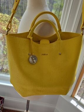Furla Alissa Leather Tote in Sunny Yellow